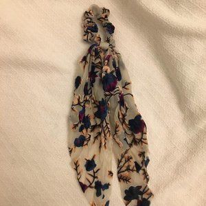 Floral Print Burnout Velvet Velour Scarf Scrunchie